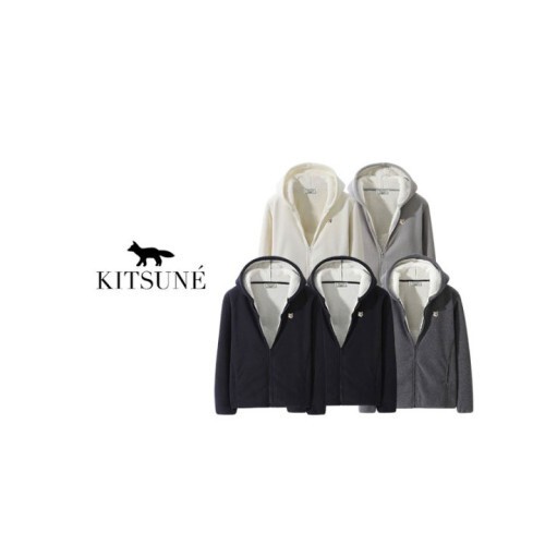 maison kitsun* 메종키츠* 폭스헤드 양털 후드 후리스집업