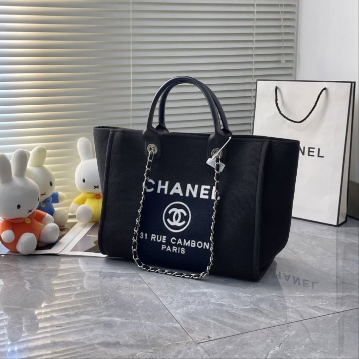 샤넬 데님 도빌 파우치셋