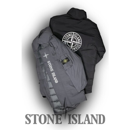 stone islan* 스톤아일랜* 에코닐 하이넥 헤비 리플렉티브 하프 롱 패딩야상 세미오버핏