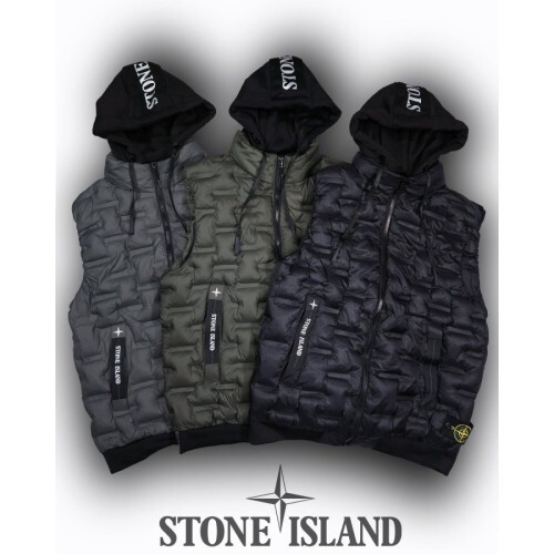 stone islan* 스톤아일랜* 후드탈부착 리플렉티브 사이드 버튼와팬 패딩 레귤러핏 남녀공용