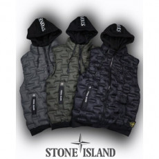 stone islan* 스톤아일랜* 후드탈부착 리플렉티브 사이드 버튼와팬 패딩 레귤러핏 남녀공용
