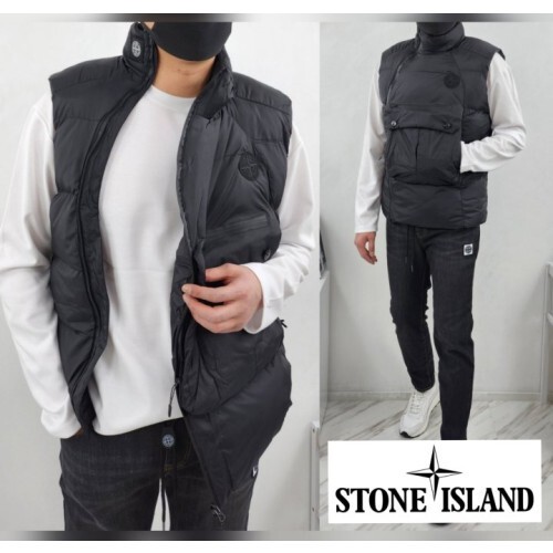 stone islan* 스톤아일랜* 웨이브 양지퍼 볼륨 패딩 조끼