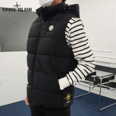 stone islan* 스톤아일랜* 사이드와펜 후드 패딩 조끼