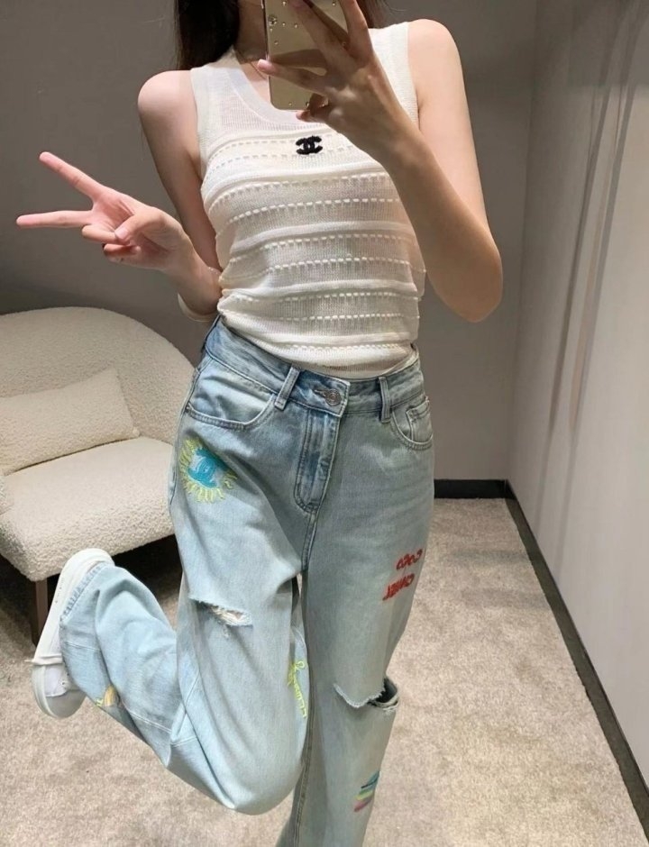 샤넬 코코자수 청바지