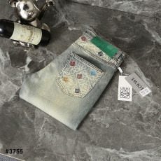 로에베 아나그램 컬러 그린패치 워싱 데님 팬츠