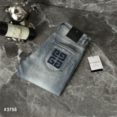 지방시 로고 자수 블랙패치 워싱 데님 팬츠