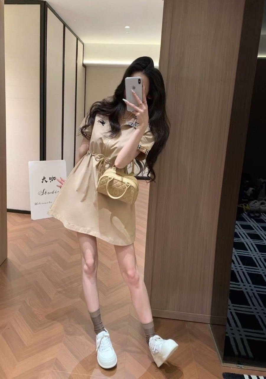 버버리 셔츠 카라 원피스