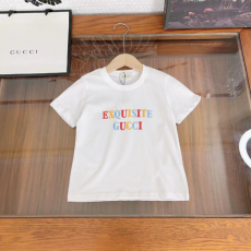 Gucc* 24SS 라운드넥 반팔 아동용 티셔츠