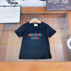 Gucc* 24SS 라운드넥 반팔 아동용 티셔츠